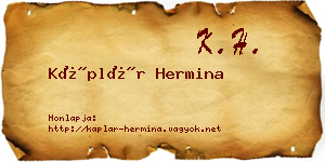 Káplár Hermina névjegykártya